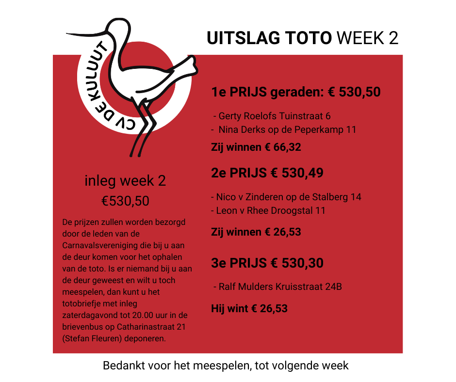 Uitslag toto week 2