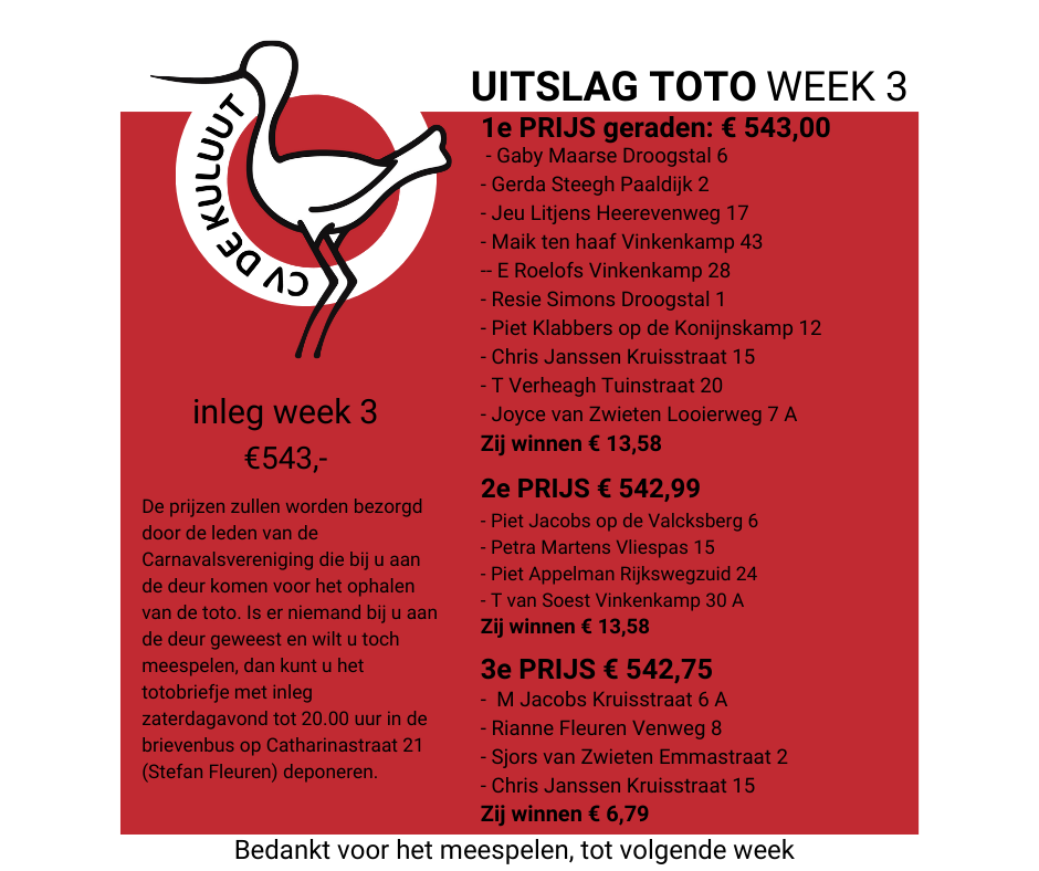 Uitslag toto week 3